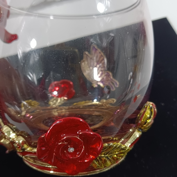 Butterfly Rose Enamel Glass Mug With Spoon Set Valentine's Day - Picture 13 of 15